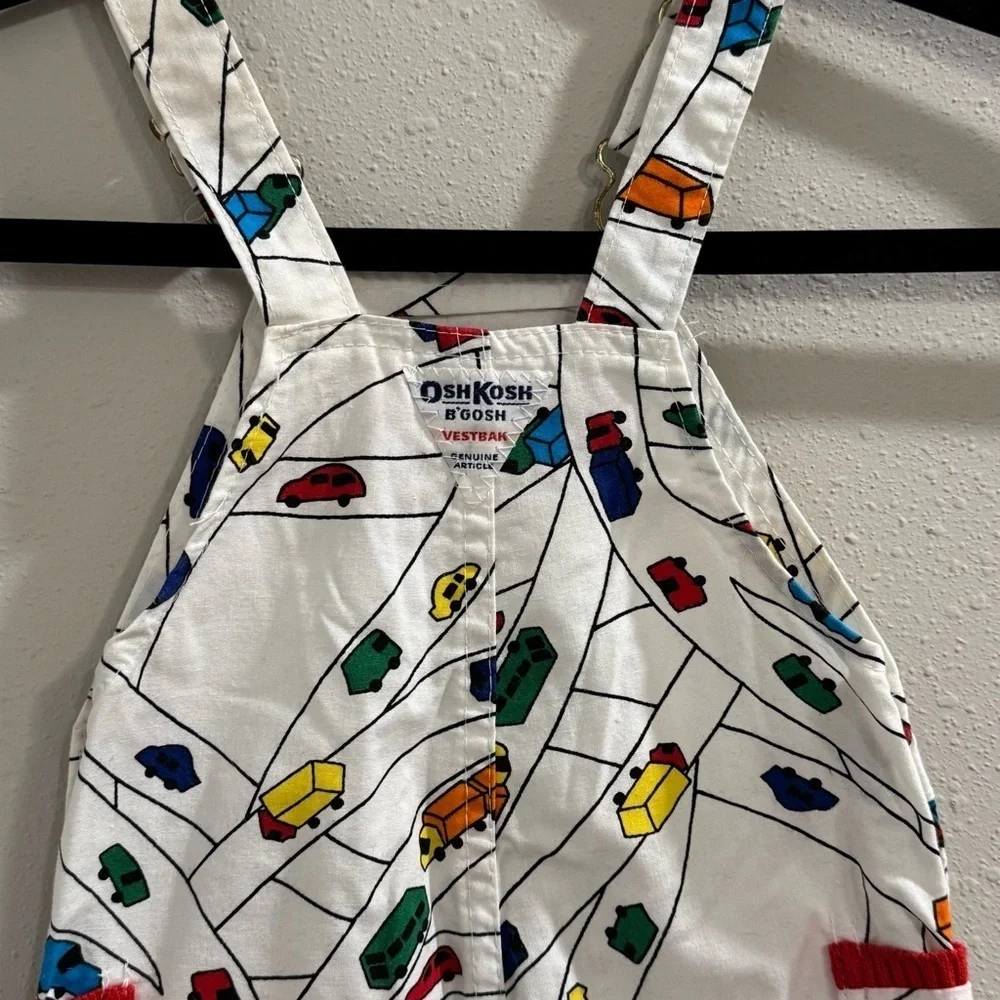 OshKosh B’gosh RARE Vintage 24M Car Print Overalls Union Workers Tag Made In USA